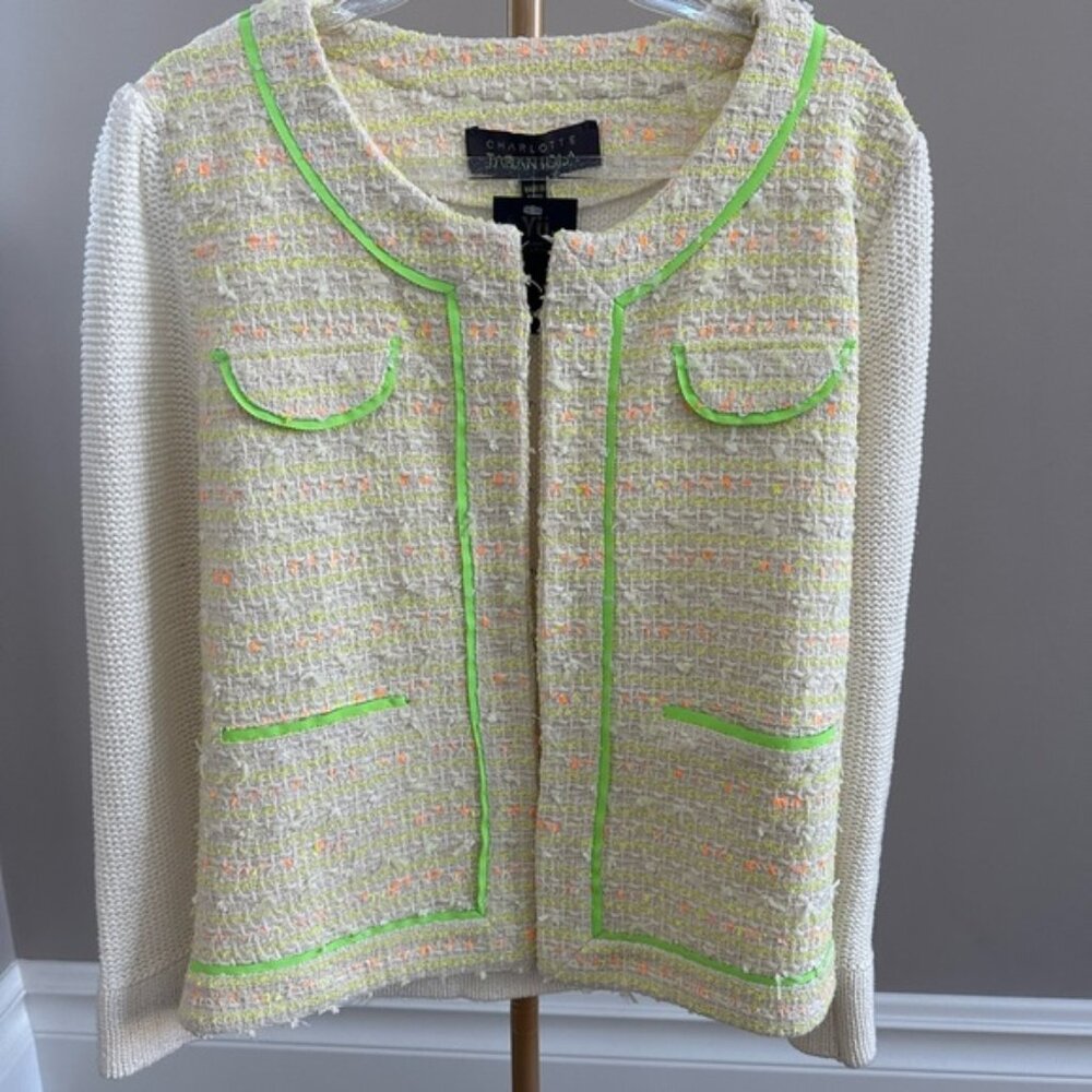 Charlotte Tarantola Bouclé Knit Blazer Jacket Size Large NWT Multicolor